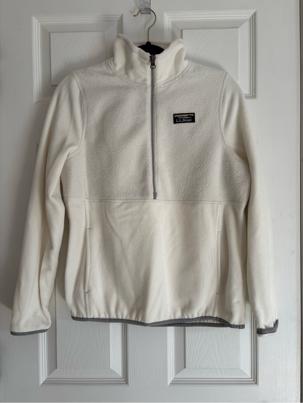 L.L.Bean Women’s Cream Half-Zip Fleece Pullover